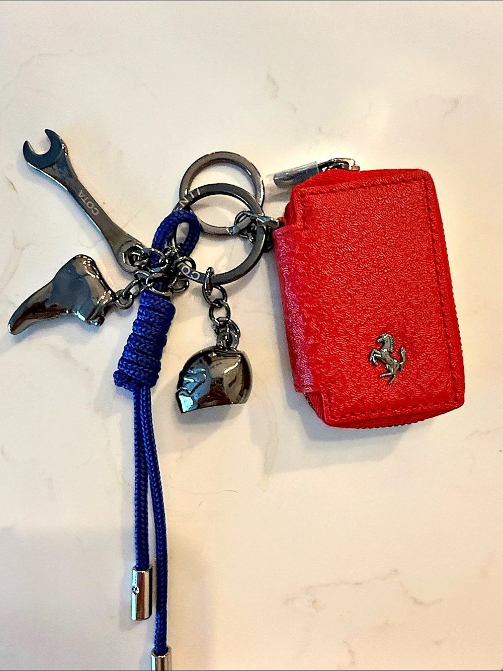 Ferrari Keychain/Bag charm with Red & Blue Key Case